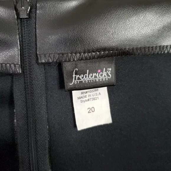 Frederick's of Hollywood Size 20 Skirt PVC Polyurethane Back Zip Pencil Black - Picture 3 of 4